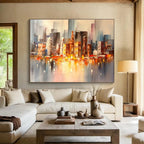 “Cityscape at Dusk” - Impressionistic Oil Painting On Canvas DKS899