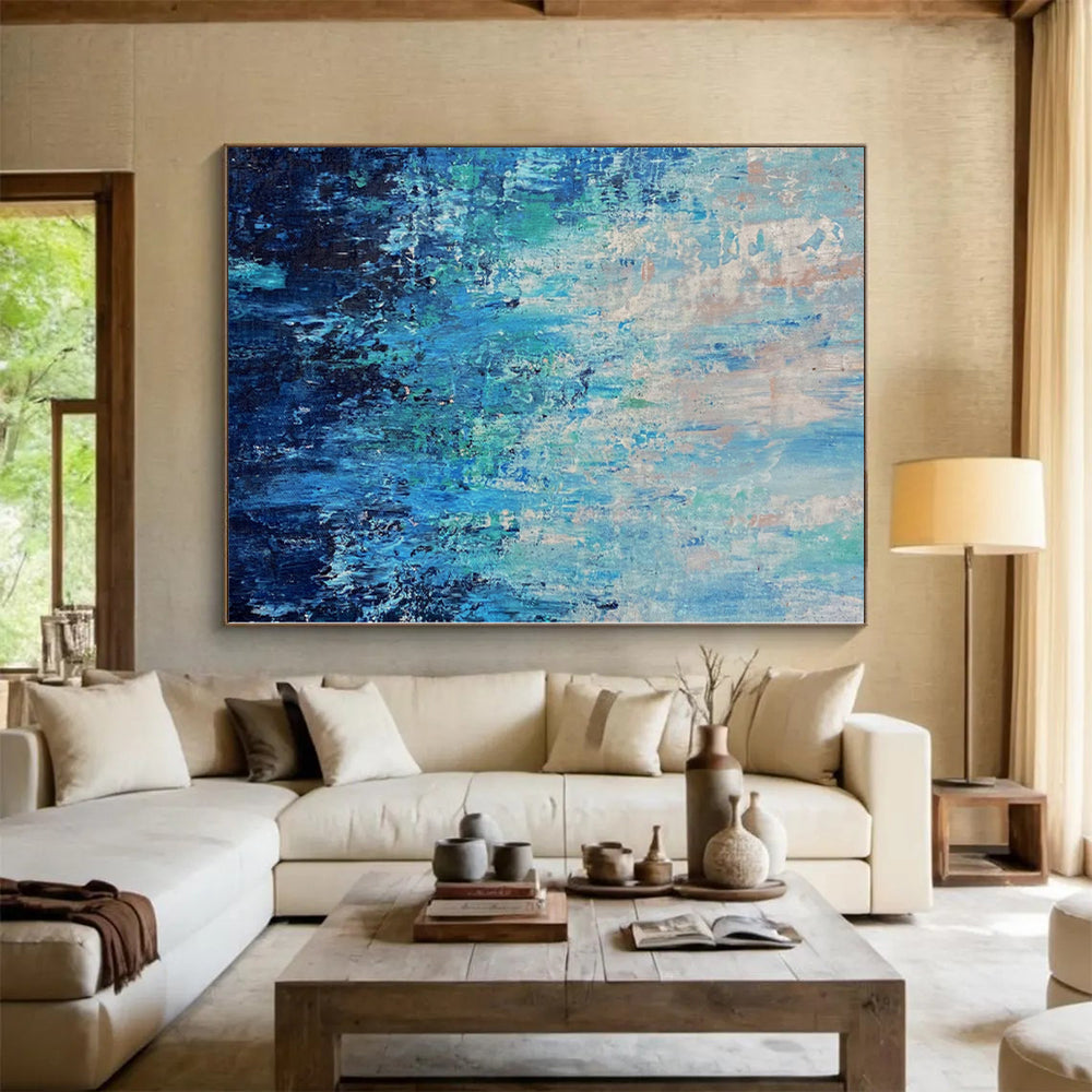 “Gradient Blue Abstract Depths” - Ocean - Inspired Abstract Painting On Canvas PS0045