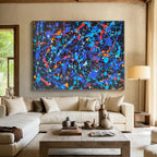 “Colorful Splatter Explosion” - Blue, Red, Yellow Abstract Painting On Canvas PS0466