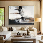 Black, White, Beige Urban Fragment “City Whispers” - Painting On Canvas PS0784