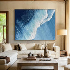 “Deep Blue Ocean Waves” - Aerial Abstract Painting On Canvas PT256