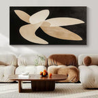 “Black - Beige Organic Shapes” - Artistic Abstract Painting On Canvas PS0138