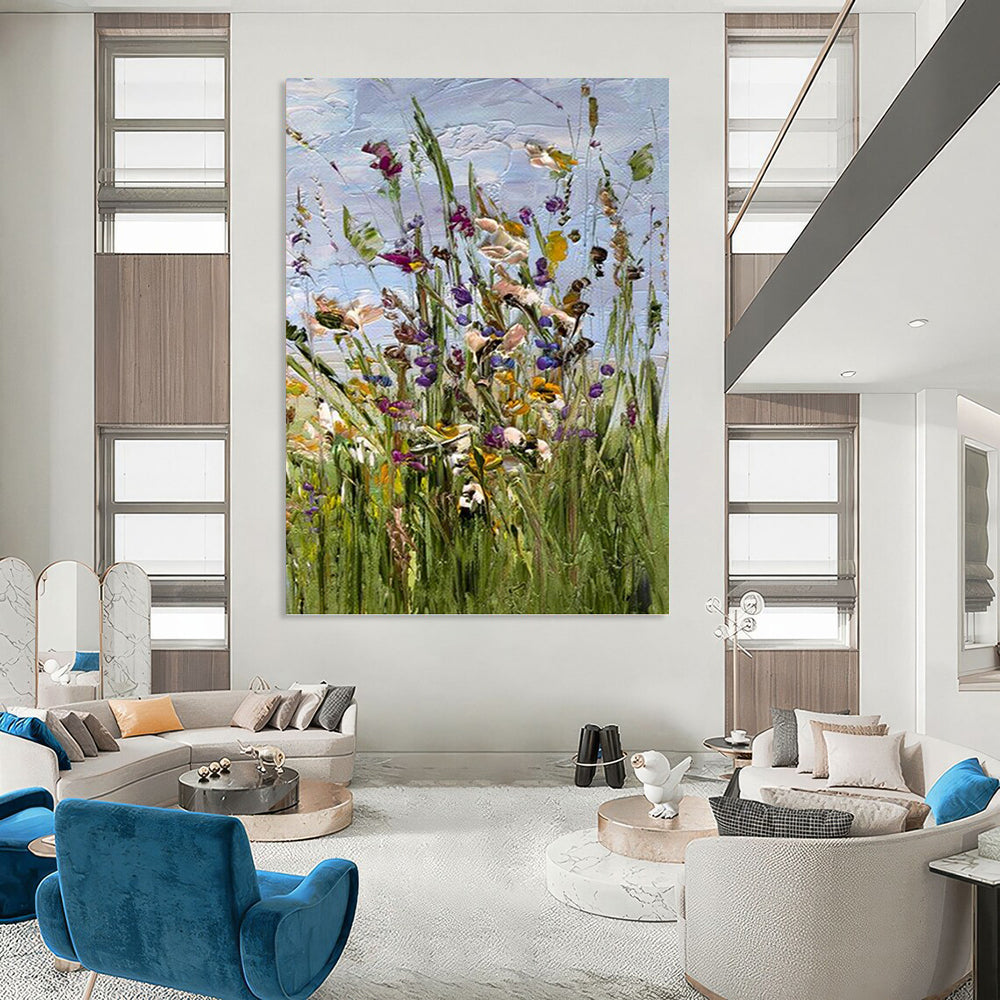 “Colorful Wildflowers: Impasto Floral Painting” - Vibrant Botanical Art On Canvas PT0947