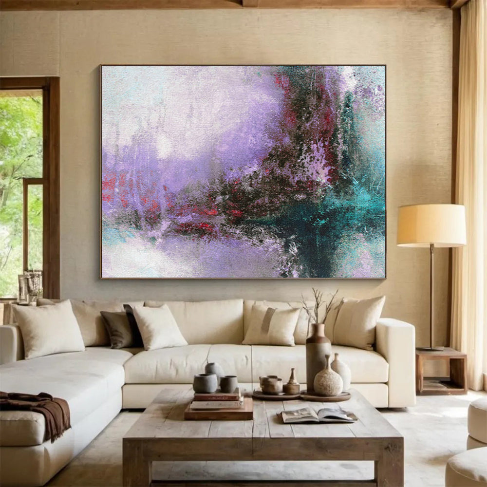 Pastel Purple - Teal Abstract - Dreamy Impressionistic Painting On Canvas DKS380