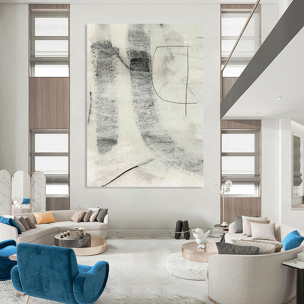 “Monochrome Textured Marks” - Gray & Black with Subtle Textures Painting On Canvas DS213