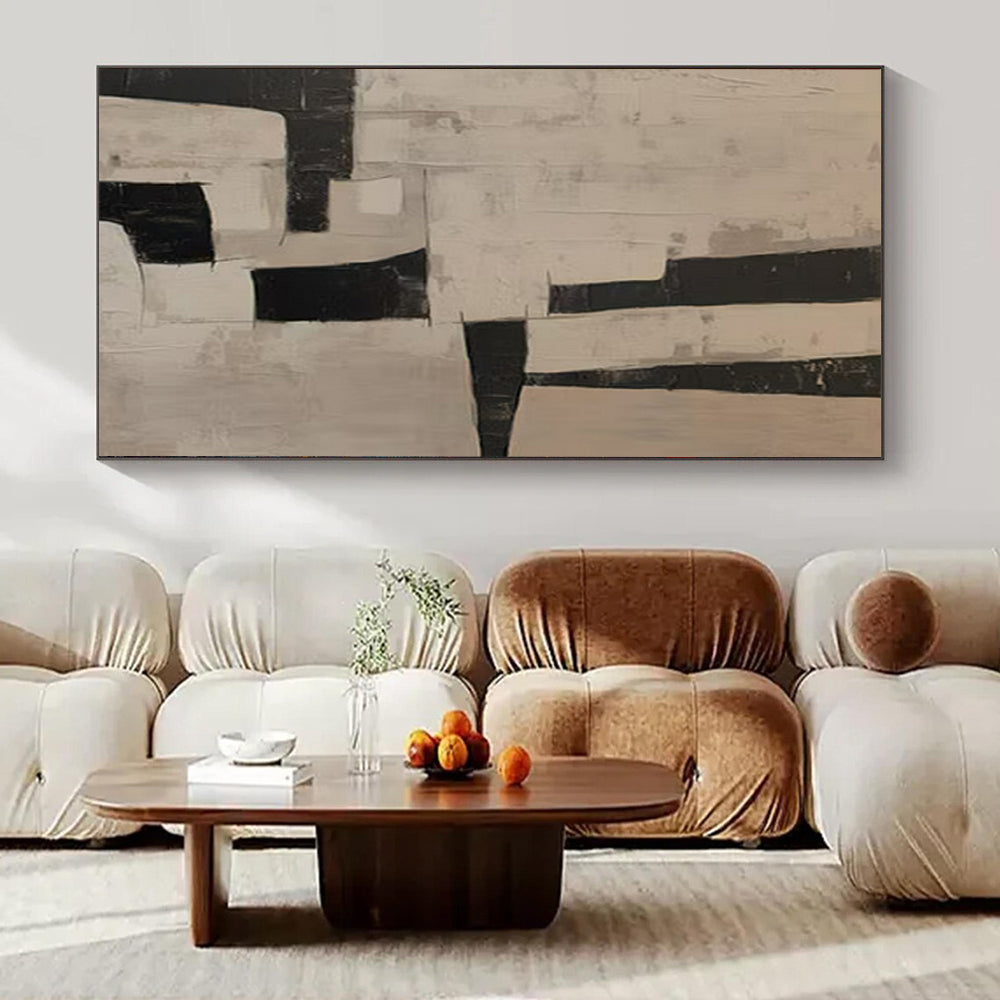 Black and White Geometric, "Structured Simplicity" – Geometric Abstract Painting On Canvas PS0985
