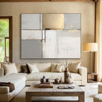 “Gold & Gray Fusion” - Gray, Gold Abstract Minimalist Painting On Canvas PS0390