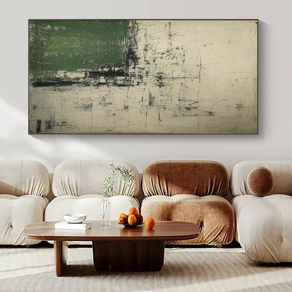 “Green - Gray - Black Abstract” - Industrial Abstract Painting On Canvas PS0168
