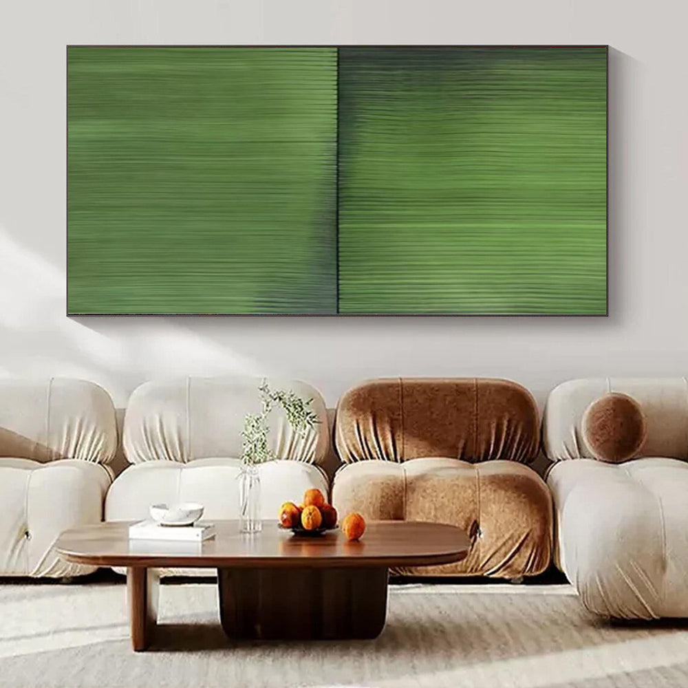 “Solid Green Serenity” - Minimalist Textured Painting On Canvas PS0197