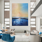 “Sunset - Sea Abstract” - Impressionist Seascape Painting On Canvas PT1324