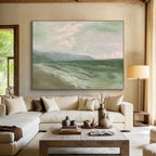 “Soft Green Seaside Abstract” - Seaside Abstract Painting, Fits Sunroom & Relaxation Area DKS604