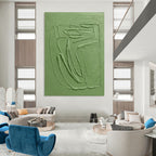 “Monochromatic Green Textured Abstract” - Minimalist Textured Painting On Canvas PT2281