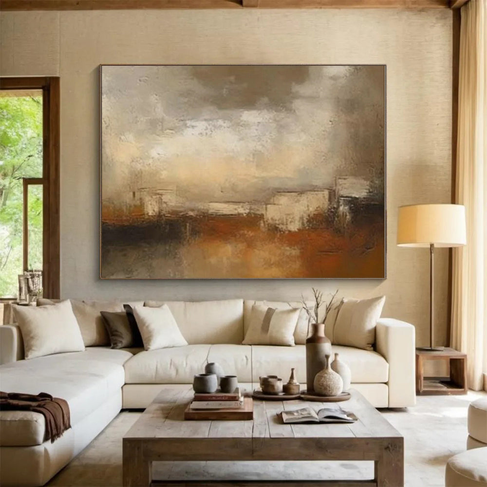 “Neutral Abstract Gradient” - Brown, Beige, Gray Abstract Gradient Painting PS0599