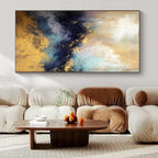 Blue - Purple Waves with Gold, "Gilded Surf" – Abstract Seascape Painting On Canvas PS0920