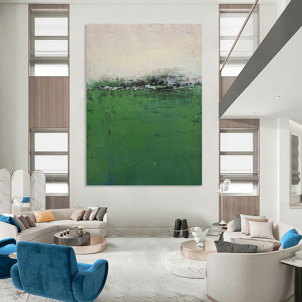 “Vast Green Field Abstract” - Impressionist Abstract Painting On Canvas PT1207
