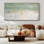 Green and Gold, "Gilded Lines" – Abstract Textured Painting On Canvas PS1043