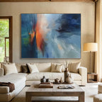 “Blue - Orange Abstract Sunset” - Landscape Abstract Painting On Canvas PS0087