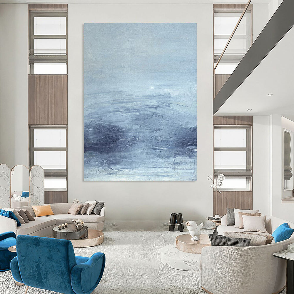 “Soft Blue Hues: Ethereal Landscape” - Serene Impressionistic Art On Canvas PT0968
