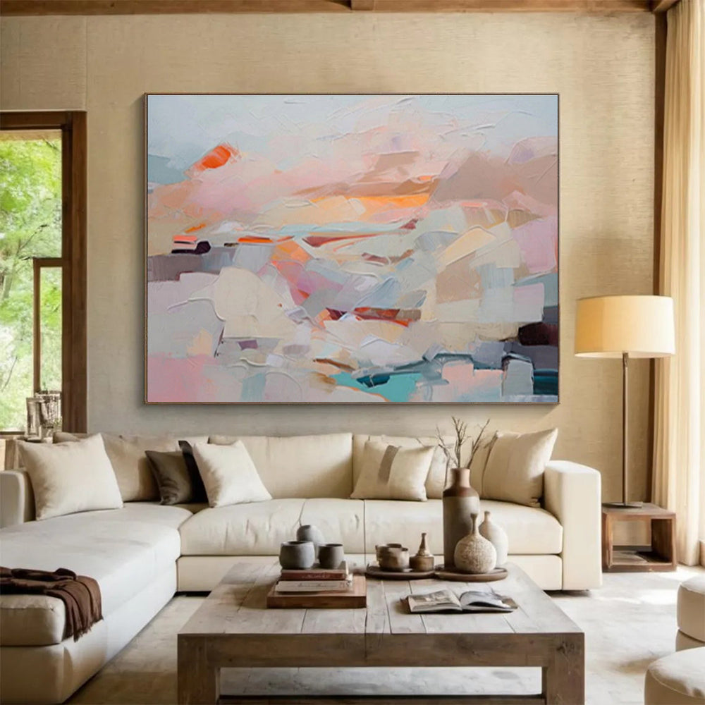 “Pastel Block Abstract” - Gentle Abstract Painting On Canvas DKS410