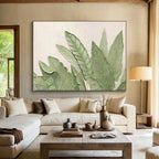 “Green Leaf Textures” - Natural Green “Botanical Touch” Painting On Canvas PT1652