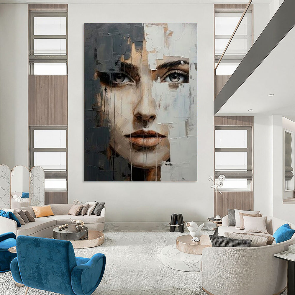 “Textured Abstract Face” - Mixed - Media Portrait On Canvas PT2190