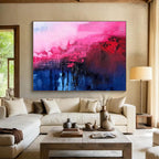 “Red, Grey, and White Geometric Composition” Abstract Painting On Canvas DKS268