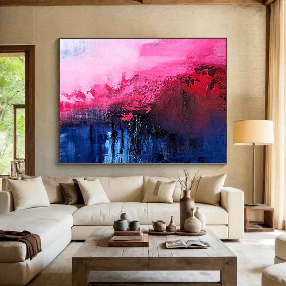 “Red, Grey, and White Geometric Composition” Abstract Painting On Canvas DKS268