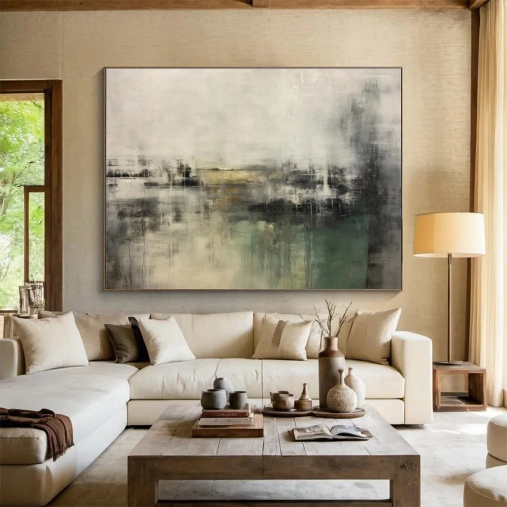 Muted Tones and Subtle Layers - Atmospheric Abstract Painting On Canvas DKS319