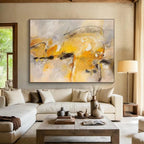 “Yellow - Gray Abstract” - Dynamic Abstract Painting On Canvas DKS431