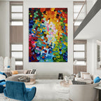 “Colorful Abstract Dots” - Abstract, Vivid - Colored Painting On Canvas PT1592
