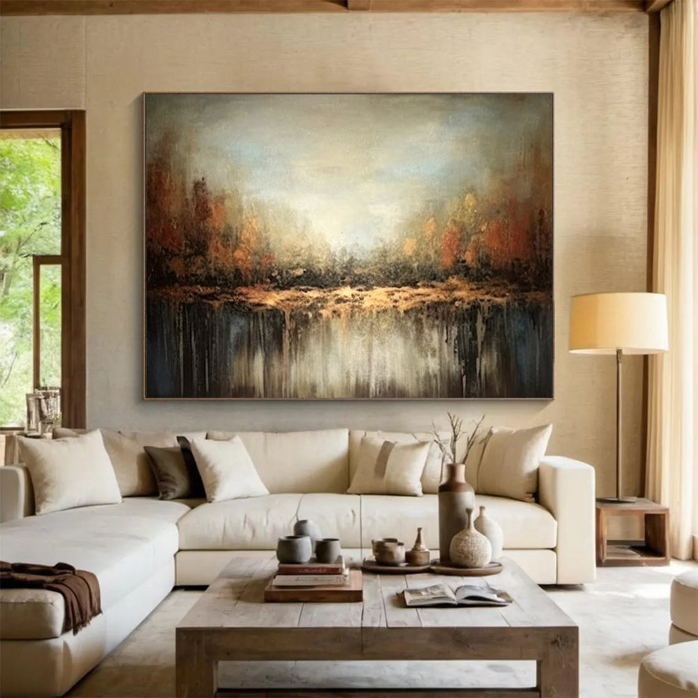 “Misty Forest Reflection” - Atmospheric Landscape Painting On Canvas PT060