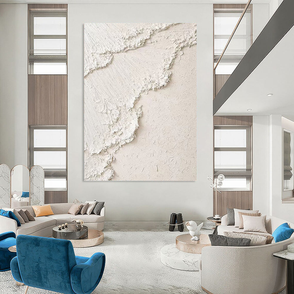 “White Textured Abstract” - Minimalist, Abstract Painting On Canvas PT1492