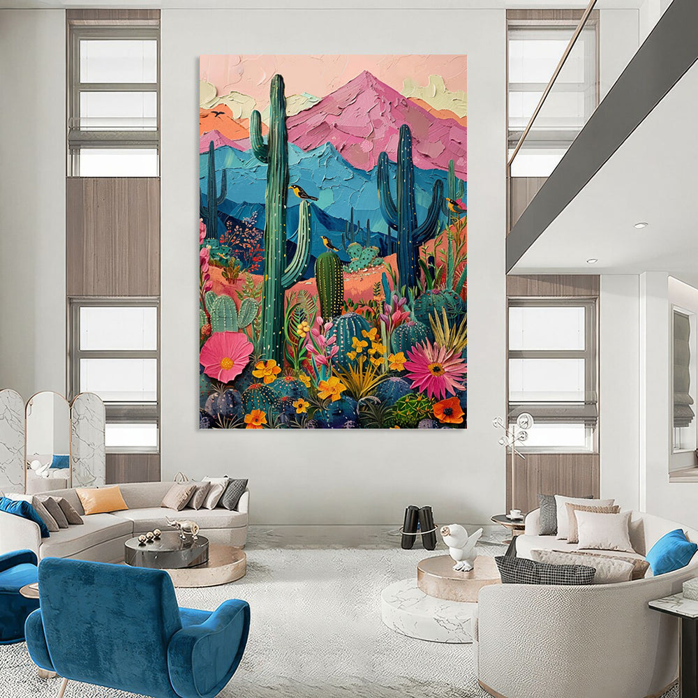 “Colorful Desert Impasto” - Post - Impressionist - Inspired Landscape Painting On Canvas PT1402