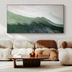 Textured Green and White, "Coastal Layers" – Textured Abstract Painting On Canvas PS0938