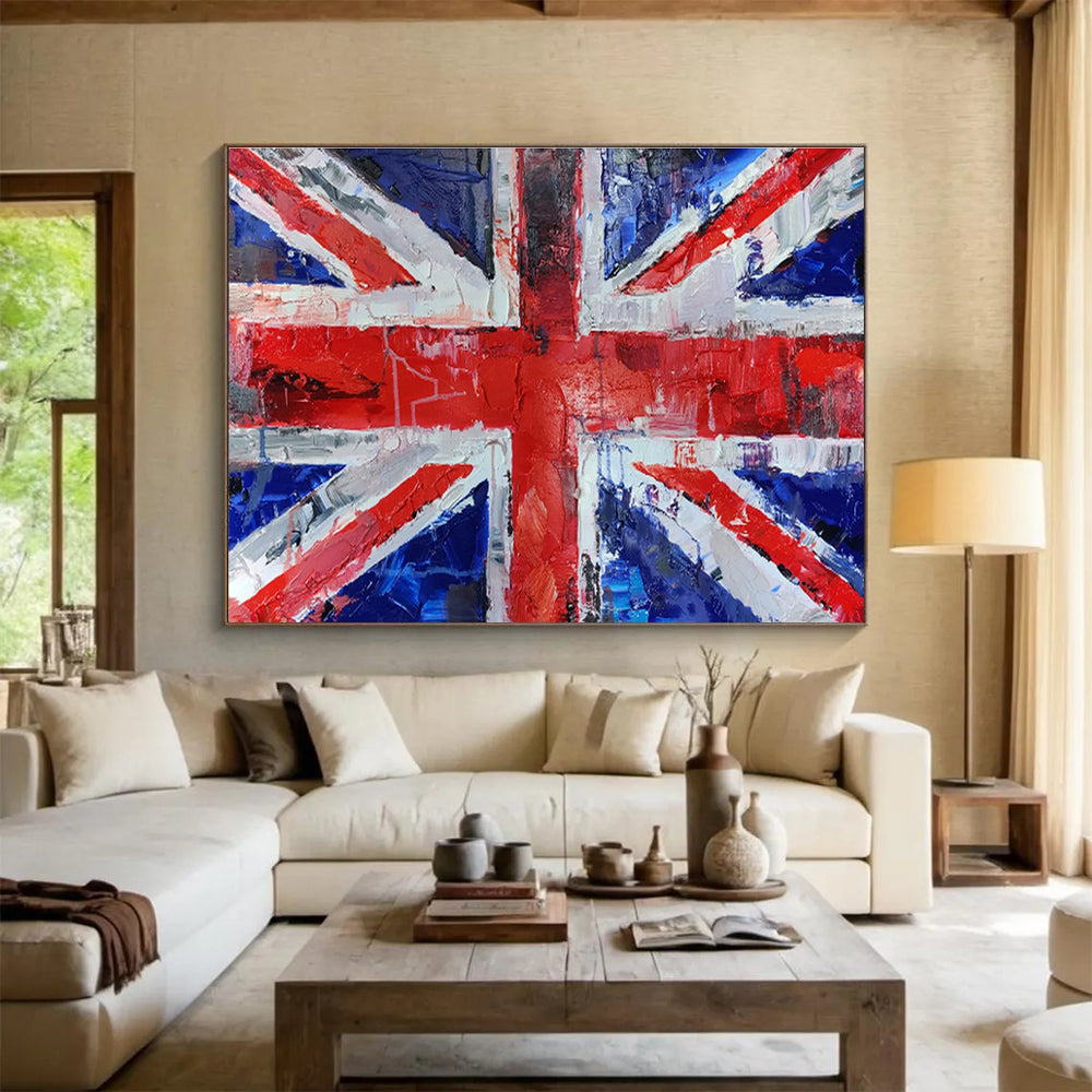 Textured Union Jack Flag Modern Pop - Art Painting On Canvas DKS120