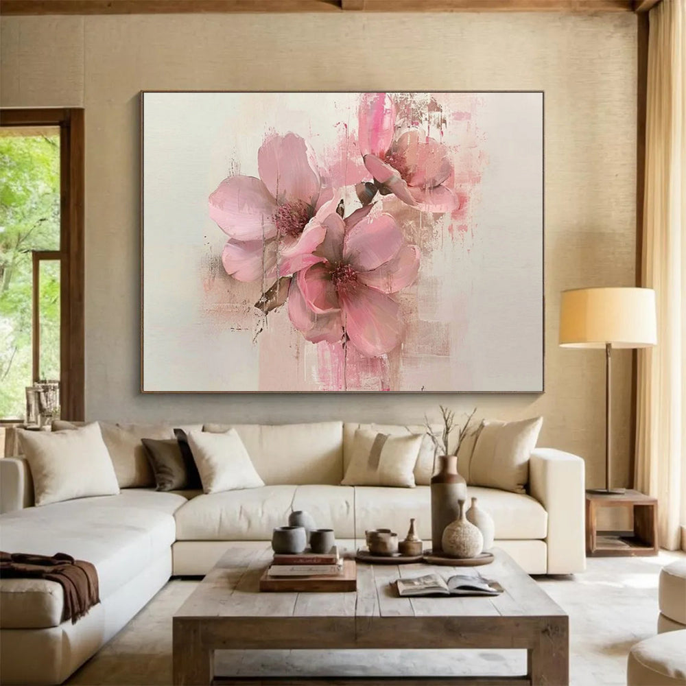“Soft Pink Blossoms” - Impressionist Floral - Painting On Canvas PT1754