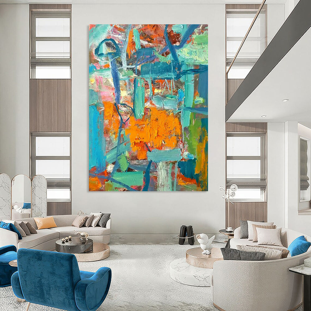 “Colorful Abstract Chaos” - Expressionist Abstract Painting On Canvas PT2291