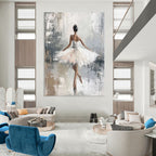 “Ballerina in White” - Impressionistic Oil Painting On Canvas PT2174