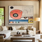 “Whimsical Abstract Forms in Red, Blue & Colorful Dots” - Miró - Style Fantasy Painting On Canvas PT004