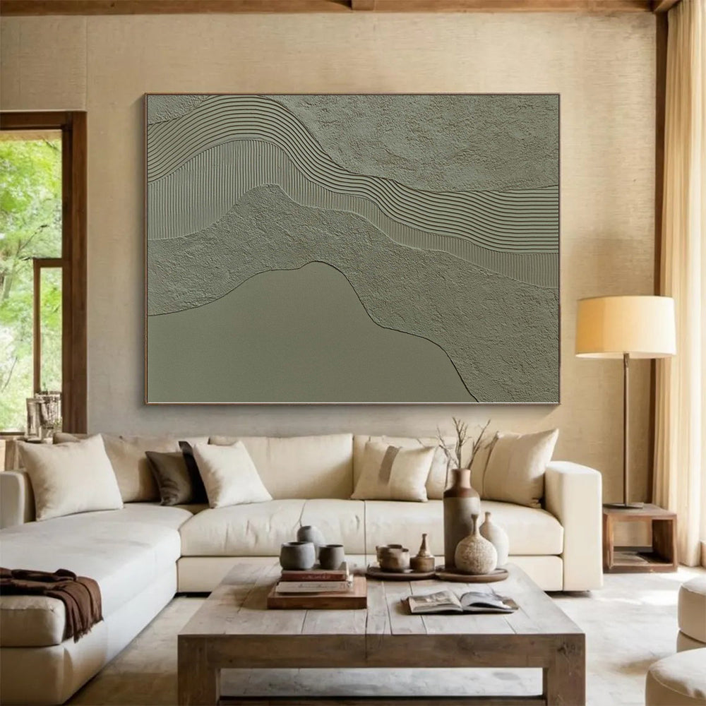 “Textured Wave - Line Abstract in Neutral Tones” - Minimalist Textured Painting On Canvas PS0253