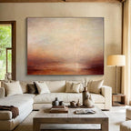 “Soft Sunset Gradient” - Beige, Orange & Brown Landscape, Impressionistic Oil Painting On Canvas DKS775