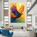 “Colorful Flying Bird” - Avian, Vibrant - Hued Painting On Canvas PT1656