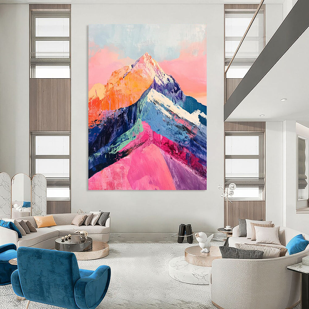 “Colorful Mountain Peaks” - Vibrant Landscape Abstract Painting On Canvas DS283