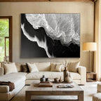 “Black and White Wave Textures” - Monochrome Marine Painting On Canvas PT075