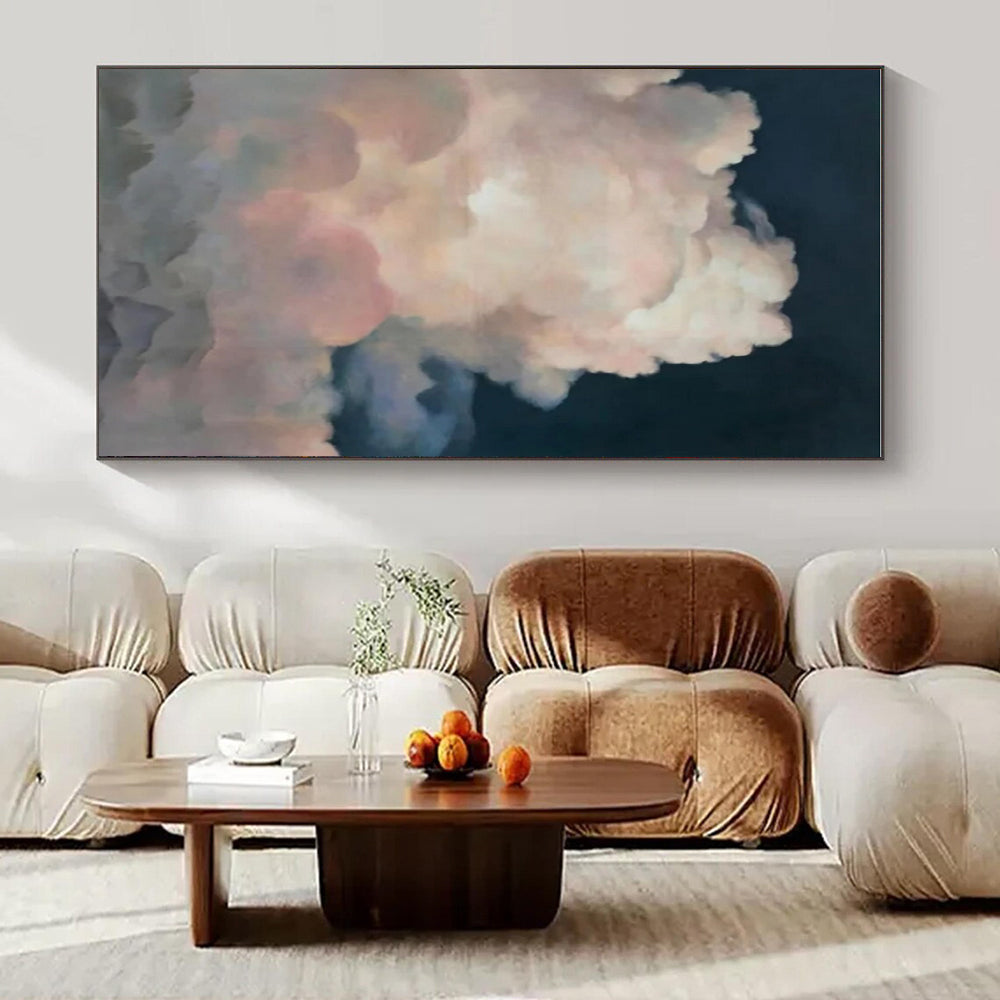Blue, Pink, White with Fluffy Clouds "Dreamy Skyscape" Abstract Painting On Canvas PS1449