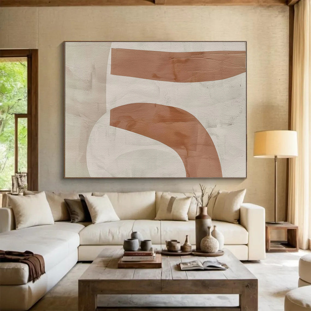 “Blush and Beige Abstract Curves” - Abstract Painting on Canvas, Ideal for Bedroom & Boudoir DKS588
