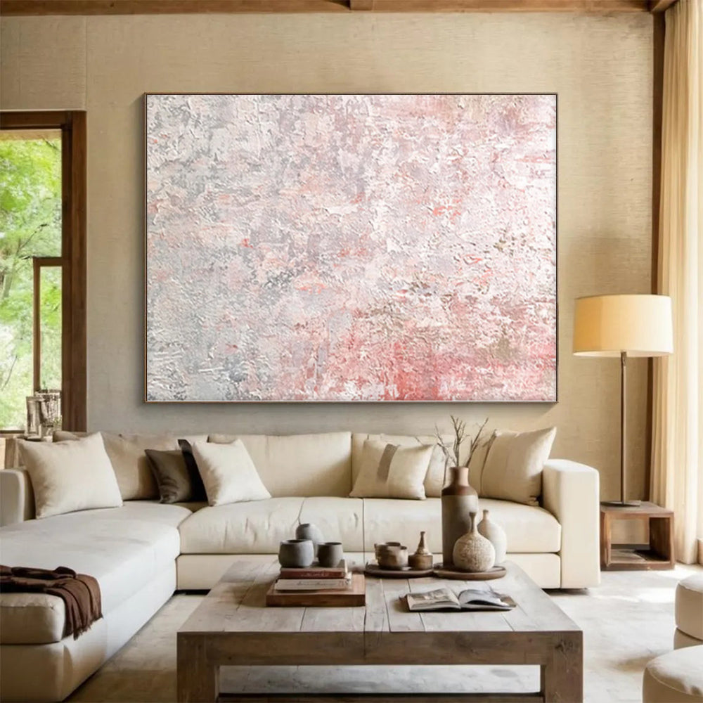 “Blush - Gray Abstract Texture” - Minimalist Abstract Painting On Canvas PS0050