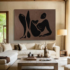 “Brown Silhouette Figures” - Black & Brown Figurative, Modernist Oil Painting On Canvas DKS743