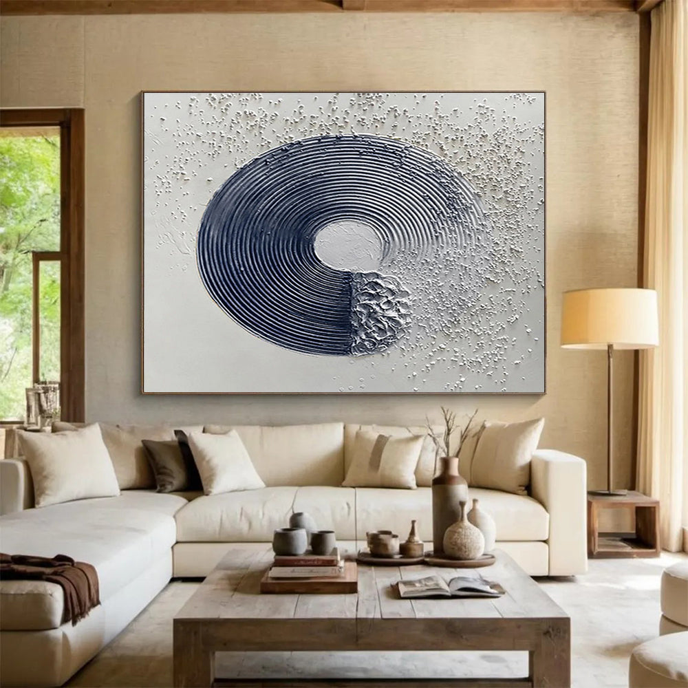 “Textured Circular Composition” Mixed - Media Abstract Artwork DKS211
