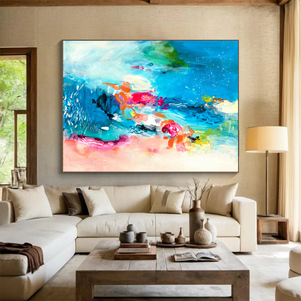 Colorful Ocean - Inspired Abstract Painting On Canvas DKS031